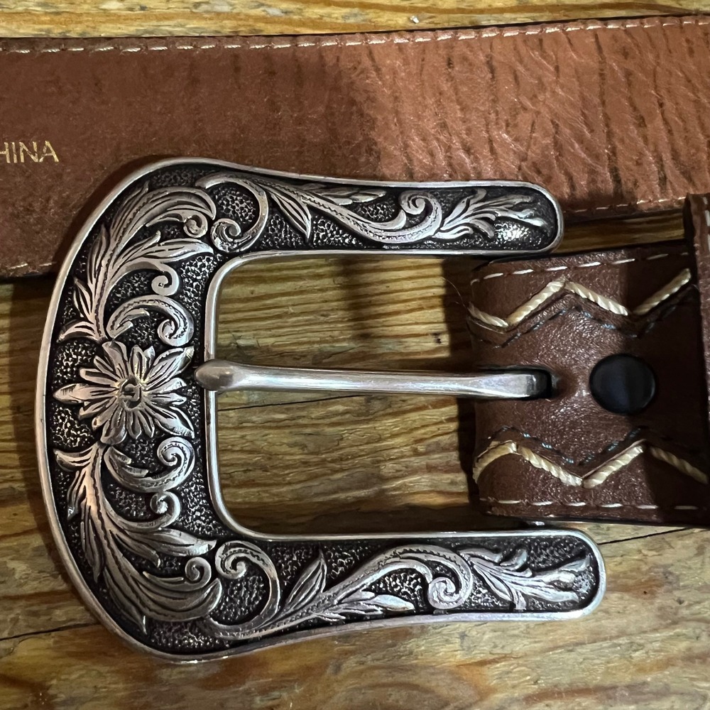 Ariat Brown Leather Turquoise Embroidery Western Cowgirl Belt Small A1518202 - Picture 6 of 14